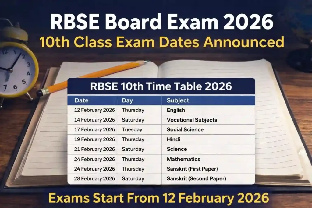 RBSE 10th Time Table 2026