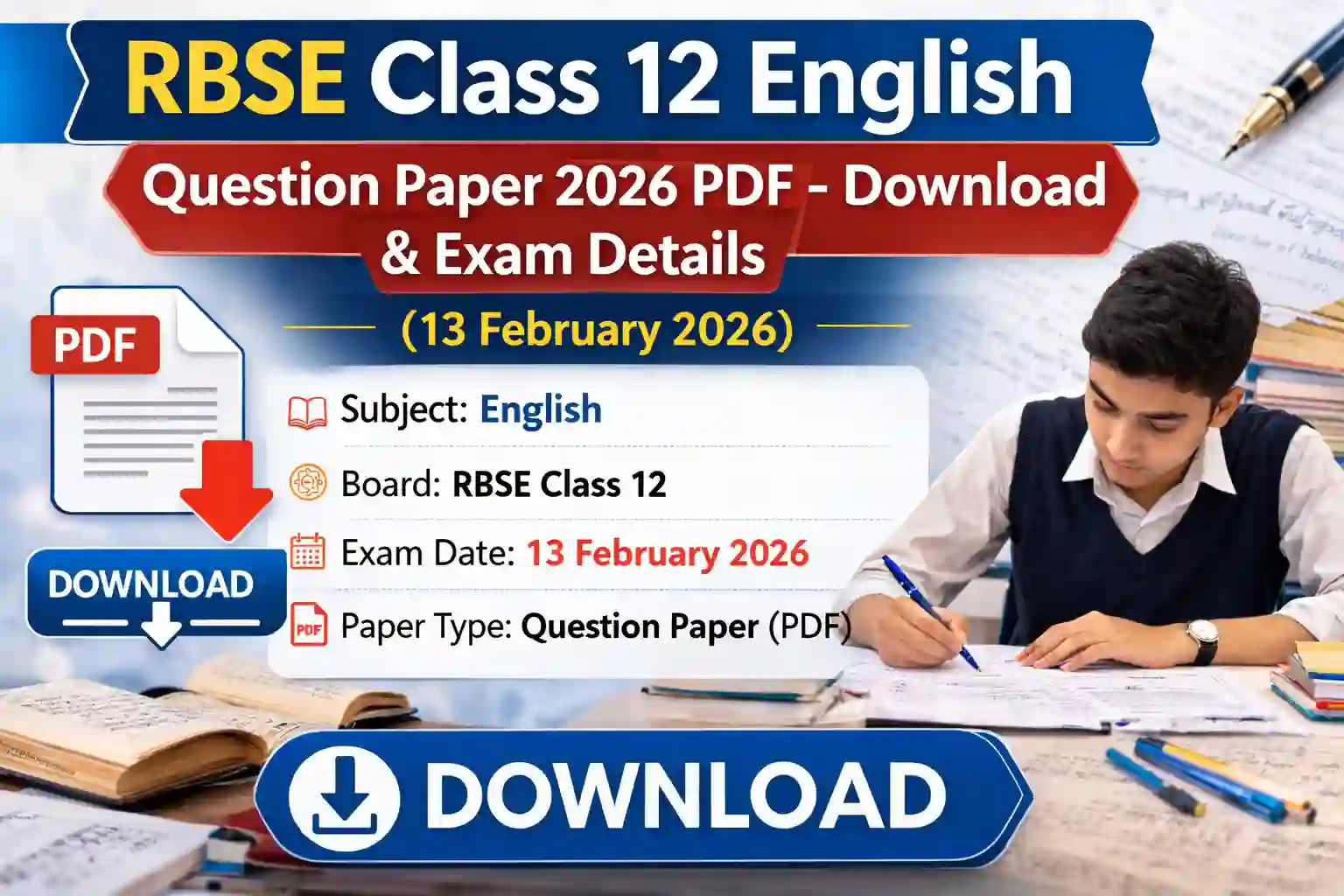 RBSE Class 12 English Question Paper 2026