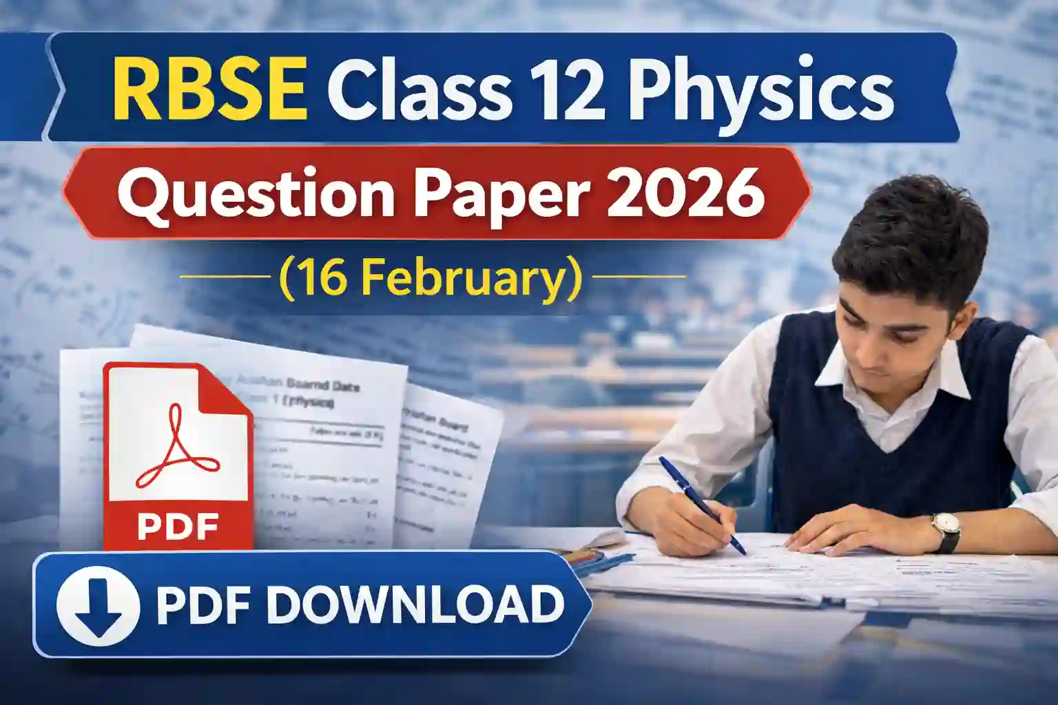 RBSE Class 12 Physics Question Paper 2026