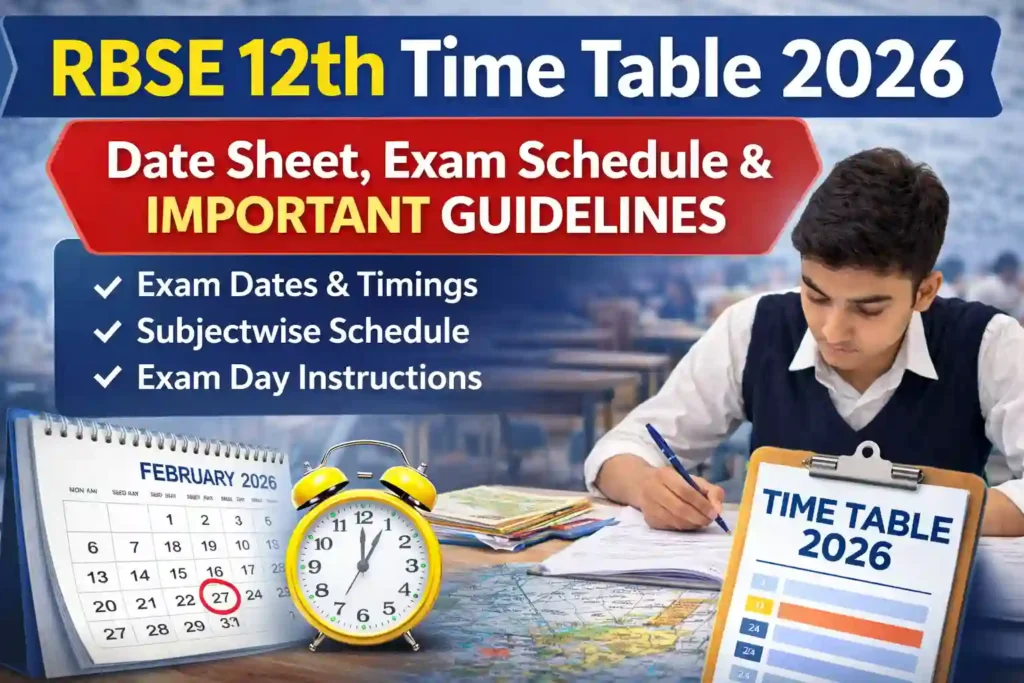 RBSE 12th Time Table 2026