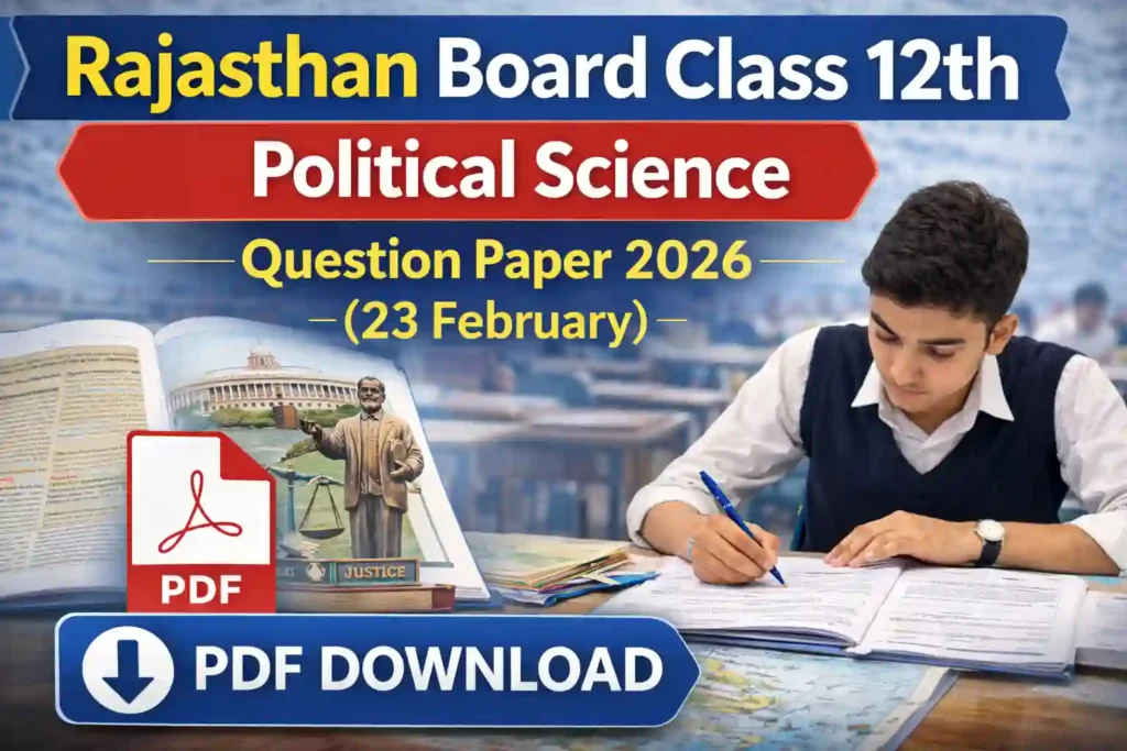 RBSE 12 Political Science Question Paper 2026