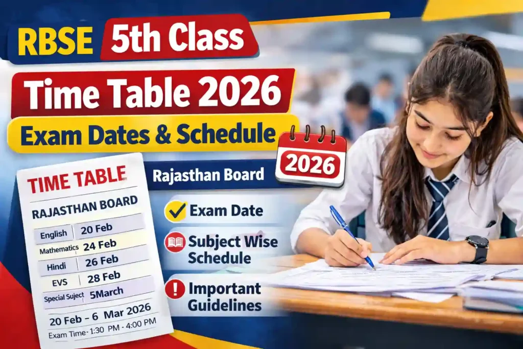 RBSE 5th Class Time Table 2026